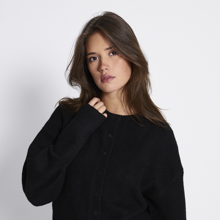 Fitted knit cardigan "Pebble" Black